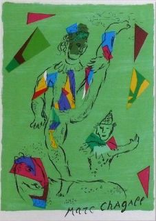 Marc Chagall Der grüne Clown Orignal Lithographie Mourlot 946