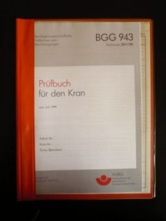 UVV Prüfbuch für den Kran BGG943 bisherige ZH1/29