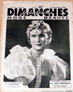 Dimanches de la Femme, Modezeitschrift 15 Novembre 1936