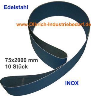 Schleifband / Schleifbänder INOX 75x2000 mm 10 Stück