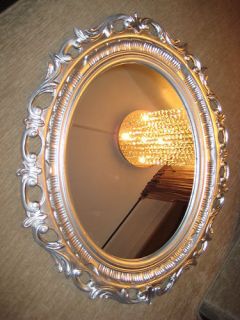 Wandspiegel Silber Oval 58 x 68 cm BAROCK Antik Spiegel Neu Repro 120