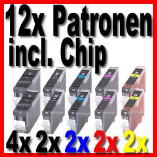 12 XL TINTE PATRONEN+CHIP PIXMA IP3300 IP3500 IP4200 IP5200R IP4300