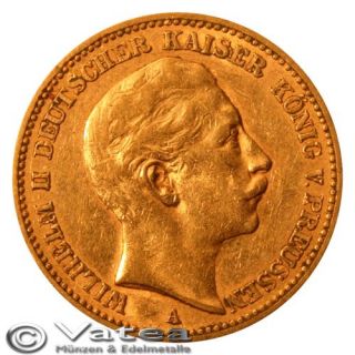 Kaiserreich 20 Mark Wilhelm II 1898 Preussen Gold A
