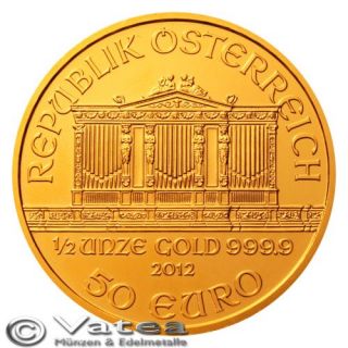 Österreich Wiener Philharmoniker 2012 1/2 Unze Oz Gold