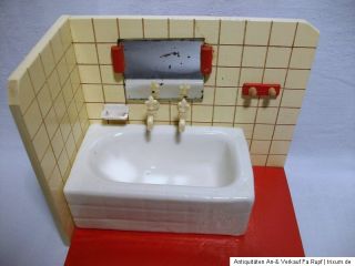 Altes Badezimmer Puppenbad f.Puppenstube WC Toilette Badewanne 1950