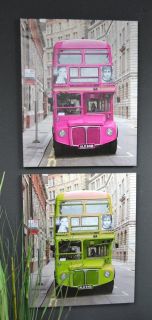 London Bus Bild Bilder Set 2 teilig Leinwand Druck 50 x 40 cm