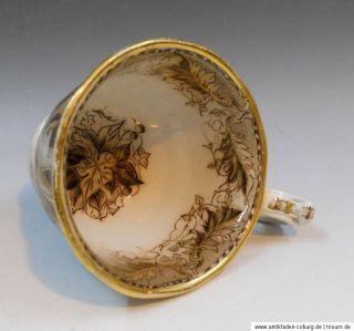 BRYONIA AMBERG um 1850 Biedermeier 2x Kaffeetasse mit Untertasse Top