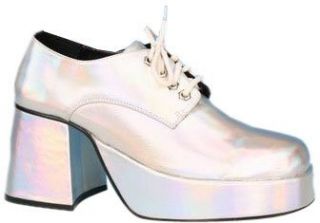  Adults Silver Disco Platform Shoes (SizeMedium 10 11) Shoes