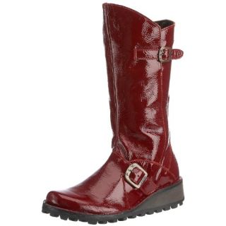 : Fly london Mes Red Patent Leather New Womens Hi Boots Shoes: Shoes