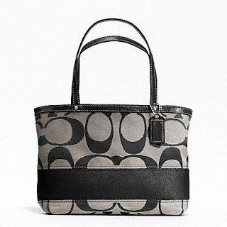Stripe Tote Handbag with Handle Black/white F47750   $168 Shoes