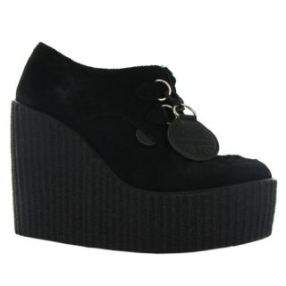  Underground Wulfrun Wedge Creepers Black Suede Womens Shoes Shoes