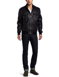 Michael Kors Mens Hoover Leather Jacket: Clothing
