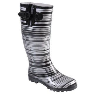 Journee Collection Womens Striped Rubber Rainboots Shoes