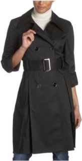 London Fog Womens 38 Double Breasted Trench Coat, Black