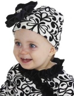 Newborn Damask Hat With Flower, Multi colored, 0 12 Months Clothing