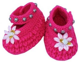  Knitted Baby Girl Shoes, Size 3 12 M, Color Pink Clothing
