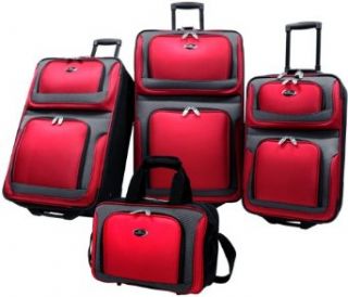 US Traveler New Yorker 4 Piece Luggage Set Expandable,Red