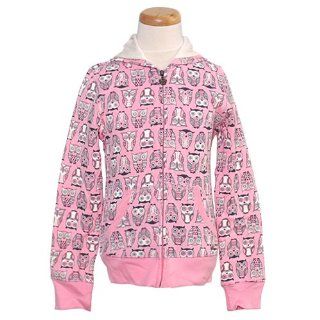 Girls 7 16 Ivory Pink Hooded Sweatshirt Owl Design Zipper Closure