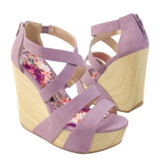 Platform High Heel Strappy Sandal Shoes, Lavender Purple PU Leather