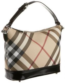 Burberry Womens Nova Check Handbag with Leather Trim