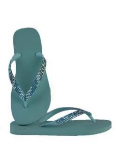 Top Swarovski Crystal Flip Flops (39/40, Glacier/Aquamarine): Shoes