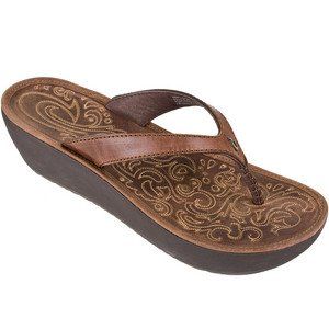 Womens Olukai Paniolo Wedge Sandals Java/Java 11 Shoes
