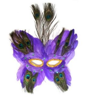 Partygaga Purple Large Peacock Feather MASK for Mardi Gras