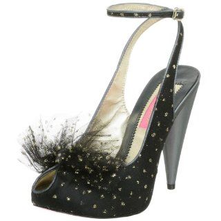 Johnson Womens Clover Platform Slingback,Black/Gold,9.5 M Shoes