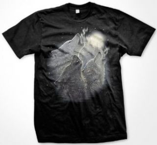 Three Howling Wolf Moon T shirt, Awesome Realistic Wolf