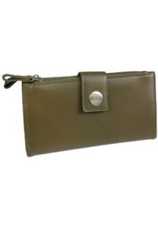 Womens Double Zip Tab Clutch Leather Checkbook Wallet