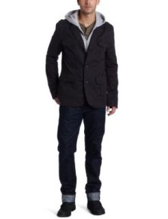 Calvin Klein Jeans Mens Twill Double Layer Hooded Blazer