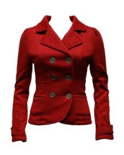 Ladies Red 6 Button Collared Jacket Coat Clothing