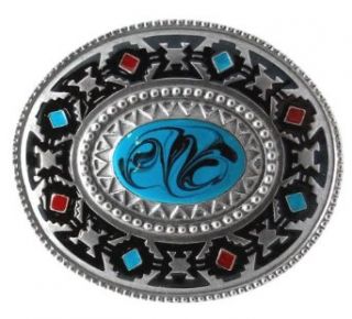 Pewter Belt Buckle   Southwestern Design   Turquoise