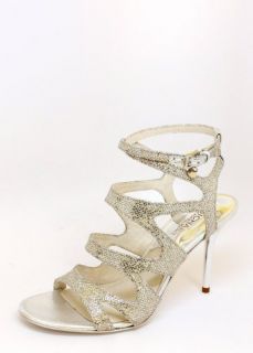  Michael Kors Yvonne Ankle Strap Glitter Heel in Silver: Shoes
