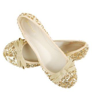 Crush42 Sequined Ballerina Flats GOLD Shoes