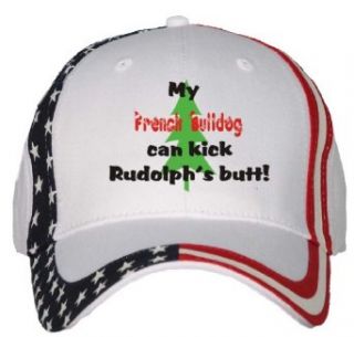 My French Bulldog Can Kick Rudolphs Butt USA Flag Hat