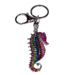 Rainbow Crystal Seahorse Purse Charm Keychain Clothing