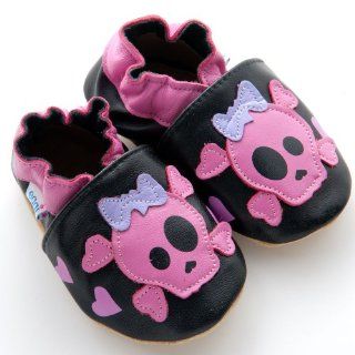 : Eggi Soft Sole Skull Face Girls Crib Shoes (12 18 Months): Shoes