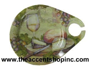 Palm Melamine Party Plate with Wine Glass Holder: Sports