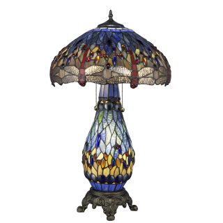 Tiffany style Blue Dragonfly Table Lamp with Lighted Base Today: $131
