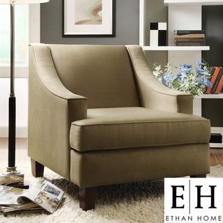 ETHAN HOME Winslow Cherry Finish Taupe Brown Chair