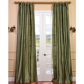 Signature Green Textured Silk 96 inch Curtain Panel