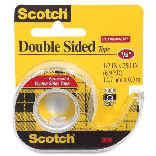 3M Double Sided Tape with Dispenser, Permanent, 1/2 X 250