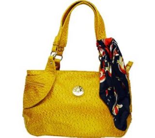 AS 151 Top Zip Handbag,Mustard Ostrich Compressed Leather: Shoes
