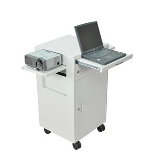 Luxor Gray Multimedia Cart with Locking Cabinet