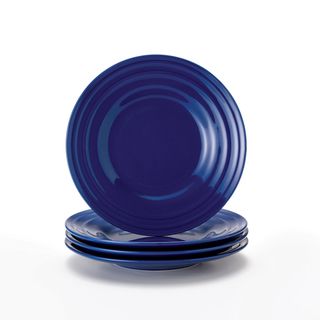 Rachael Ray Double Ridge Blue 8 inch Salad Plates (Set of 4
