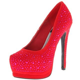 Toi et Moi Womens Daisy 05 Red Jewel Pointed Toe Platform Pumps