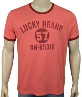 Lucky Brand Mens Ringer Shirt Coral/Red 2XL Clothing