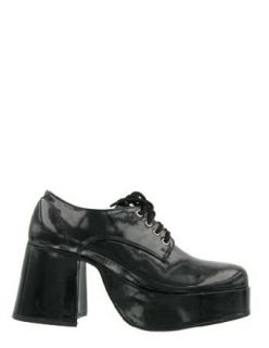 Mens 70s Black Disco Platform Shoes   XL Clothing