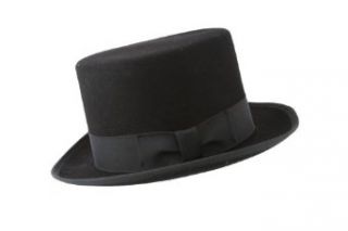 Broner Black Top Hat with Ribbon Band Black Wool Tophat
